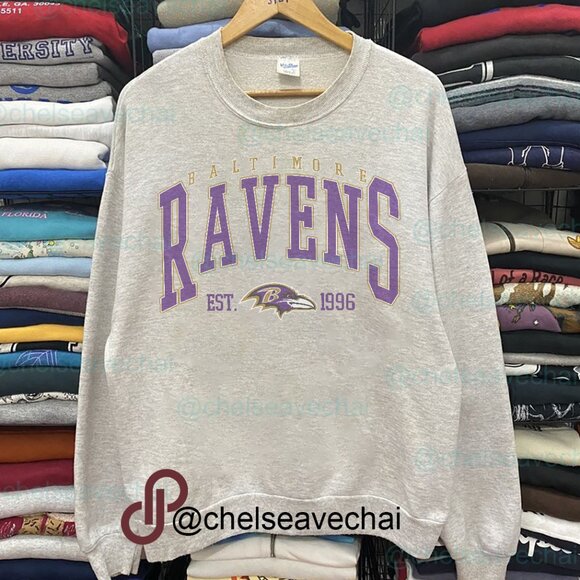 Vintage Baltimore Ravens Sweatshirt, Retro NFL Ravens Football Unisex Shirt Tee - Picture 1 of 2